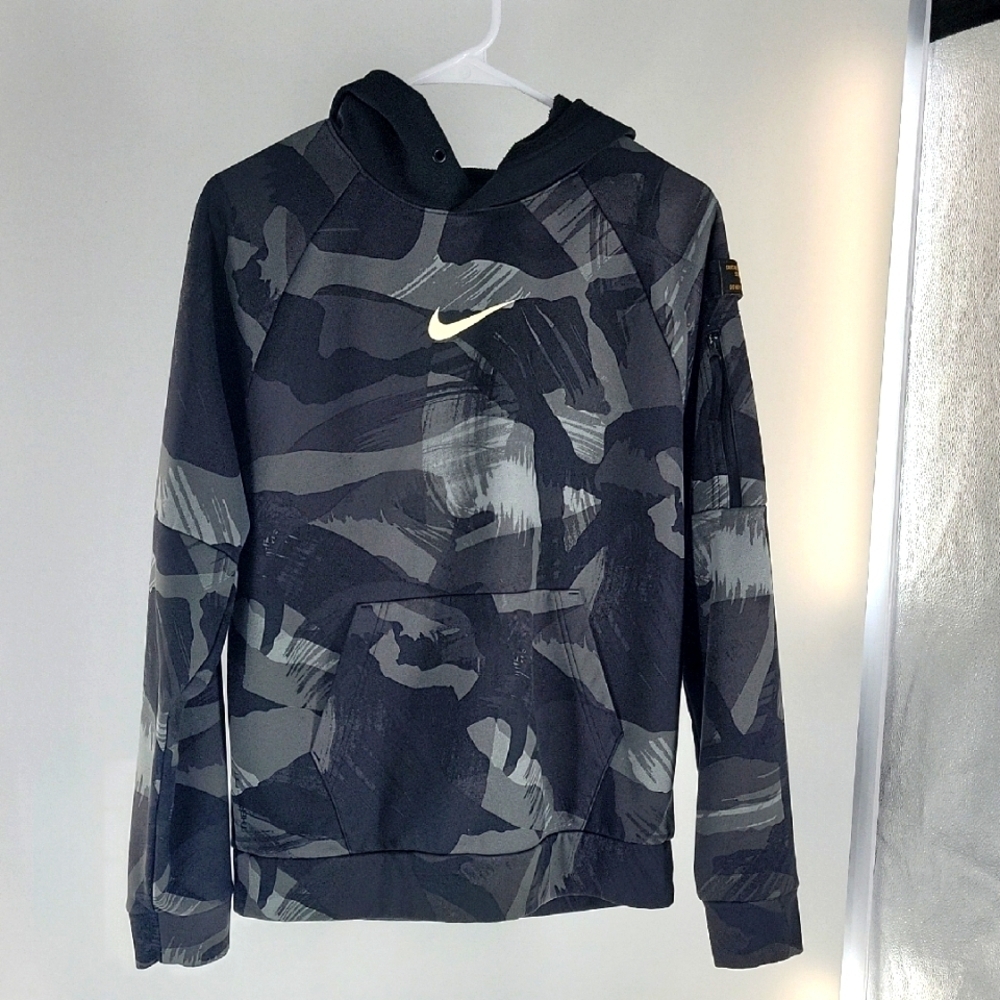 Nike Black and Gray Camo Hoodie